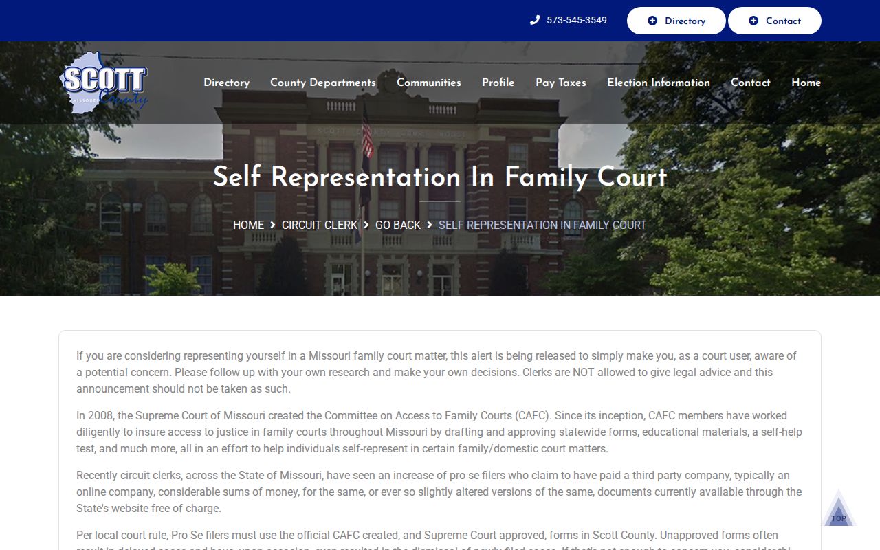 Scott County civil docket family court forms notice