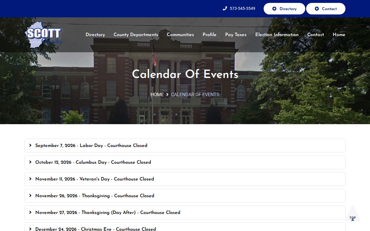 Scott County court calendar administrative calendar reference