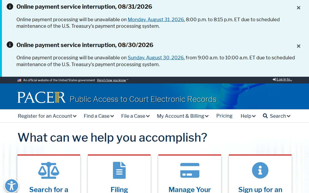 Scott County court docket federal PACER search source